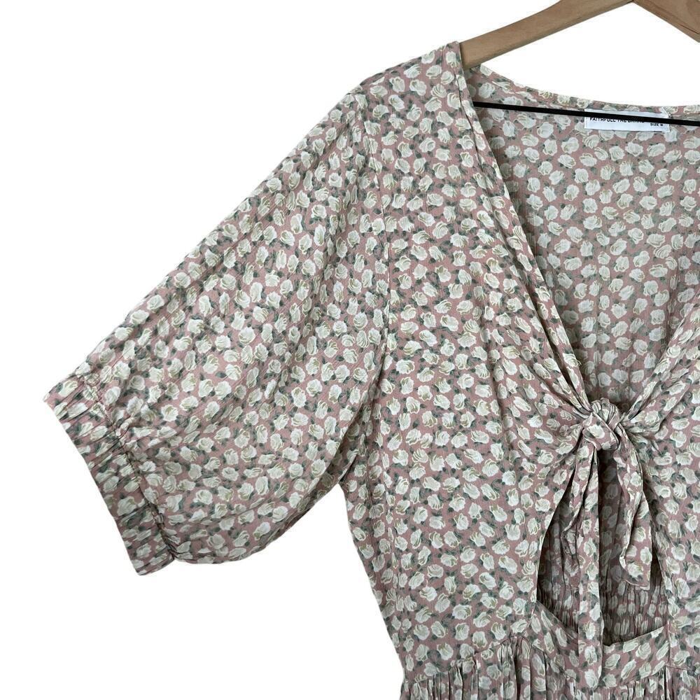 Faithfull The Brand Marigot Tie-Front Dress in Pink Azalea Floral Print, Size 6 - Picture 6 of 15